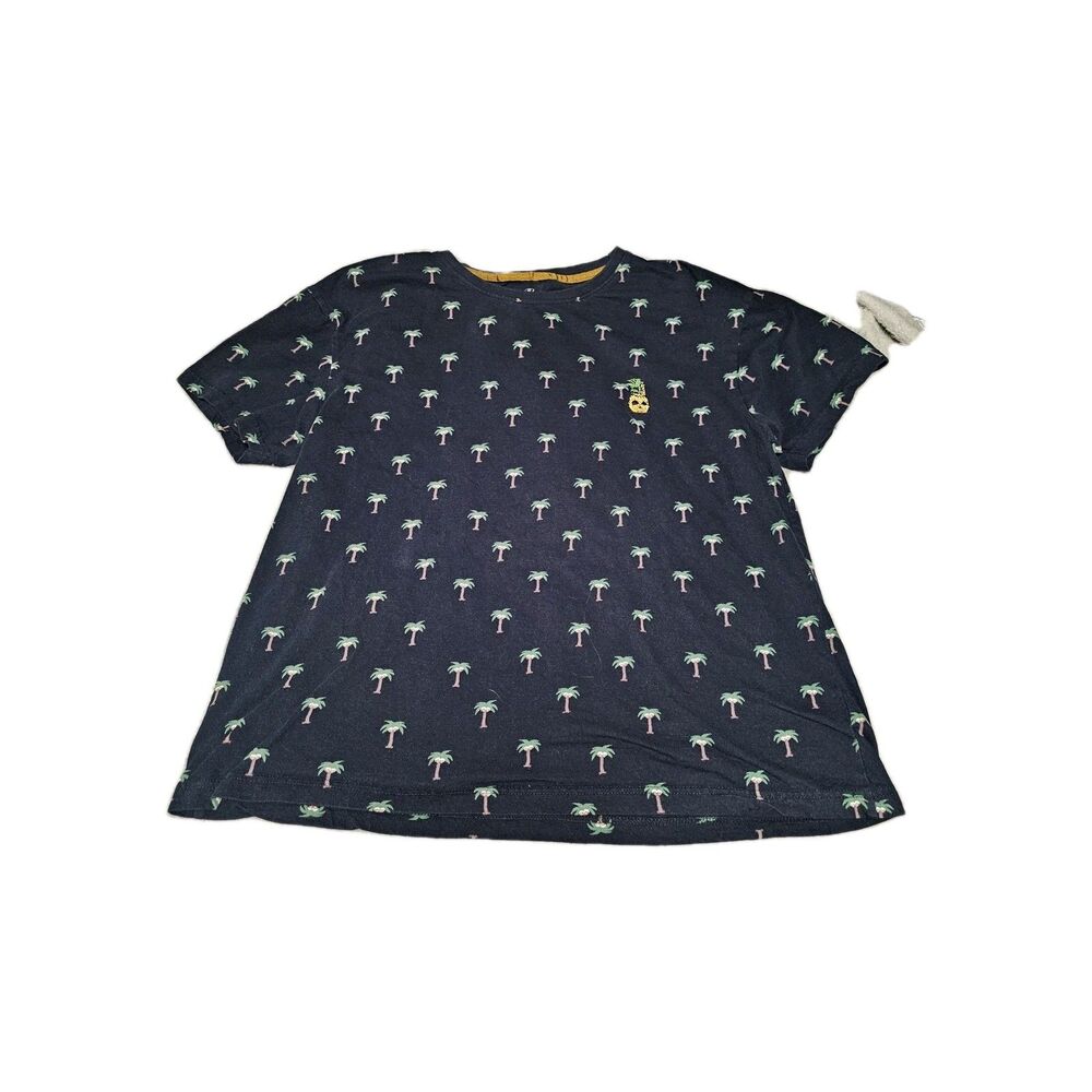 Test of Time (Palm Trees with Skulls) Navy Blue XL Cotton T Shirt